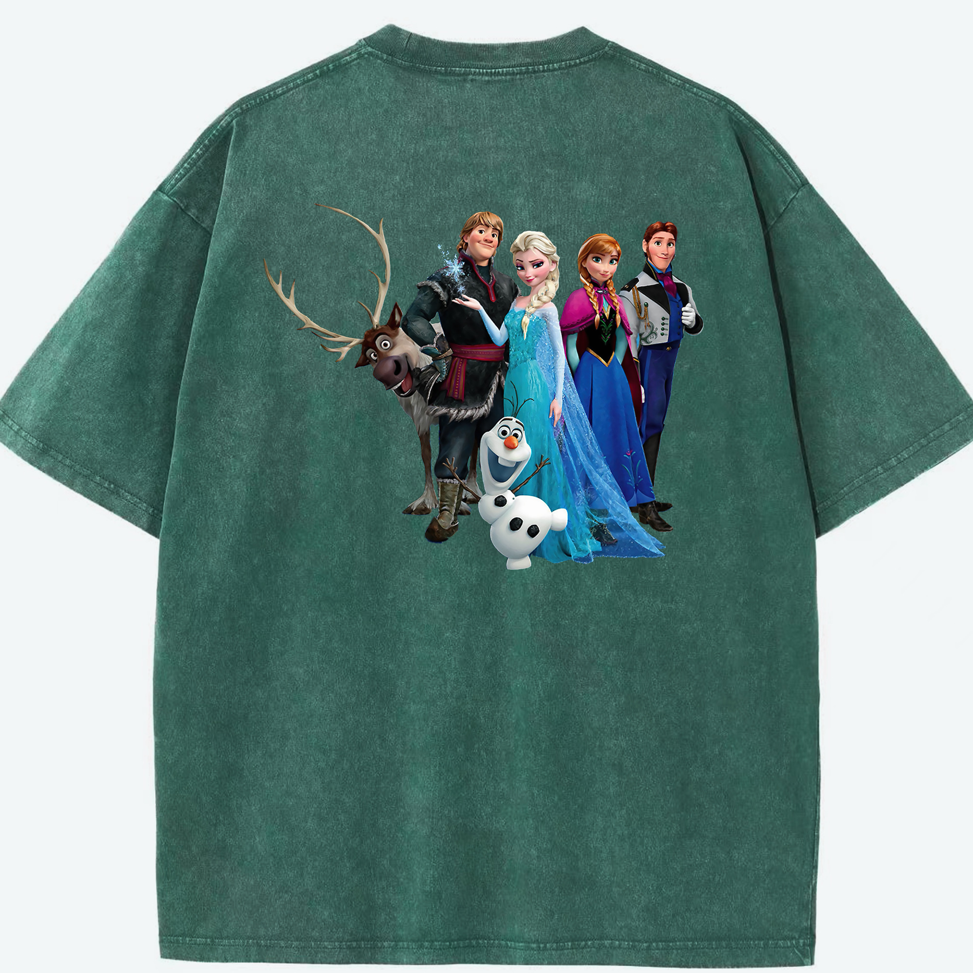 （画像用） アナと雪の女王 アンナ エルサ Frozen Anna Elsa 綿100% ヴィンテージ風 半袖Tシャツ（背面プリント）